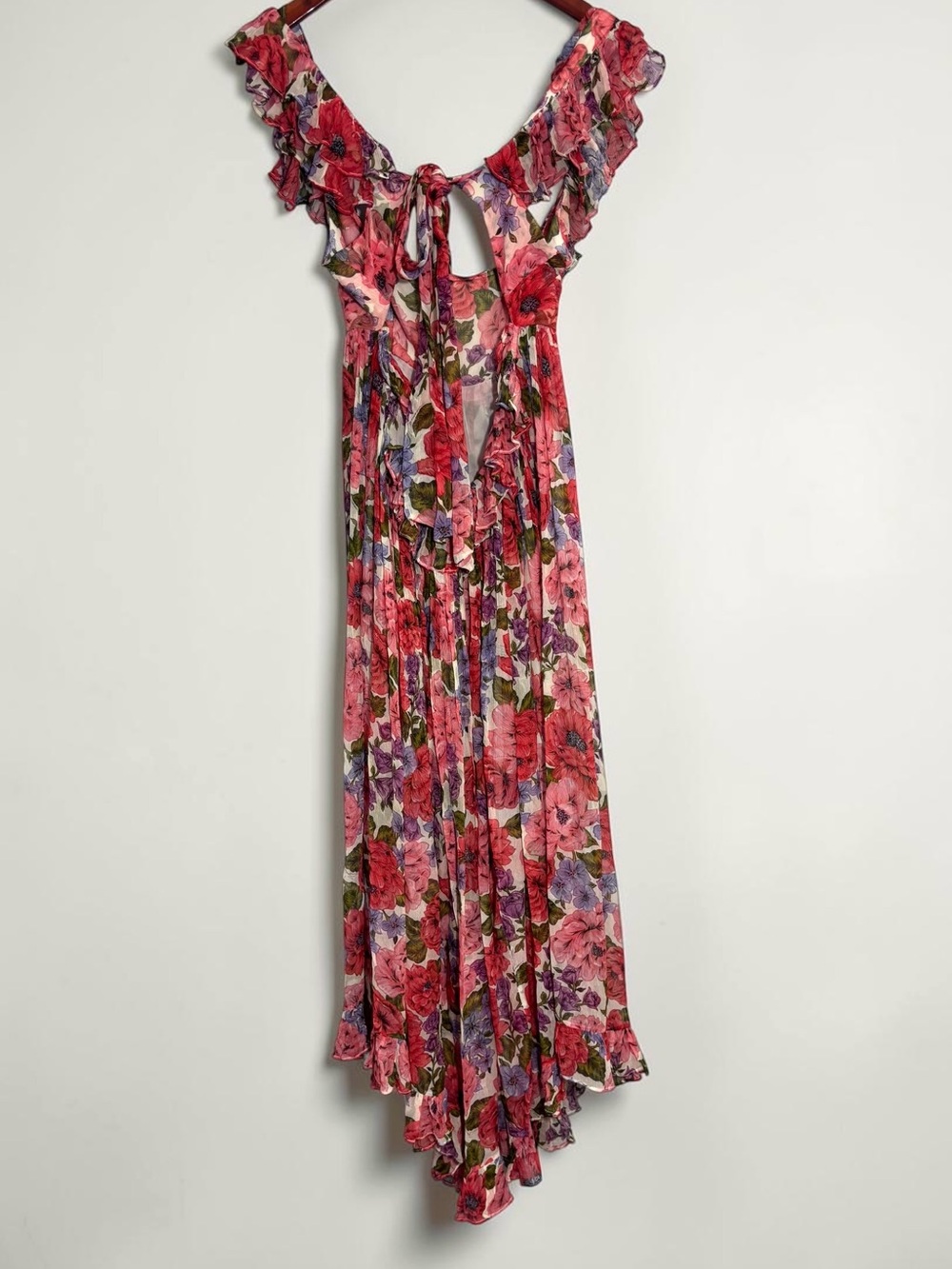Zimmermann Poppy Frill Edge Midi Dress Crimson Floral Quiet Luxury Designer S - Picture 8 of 12